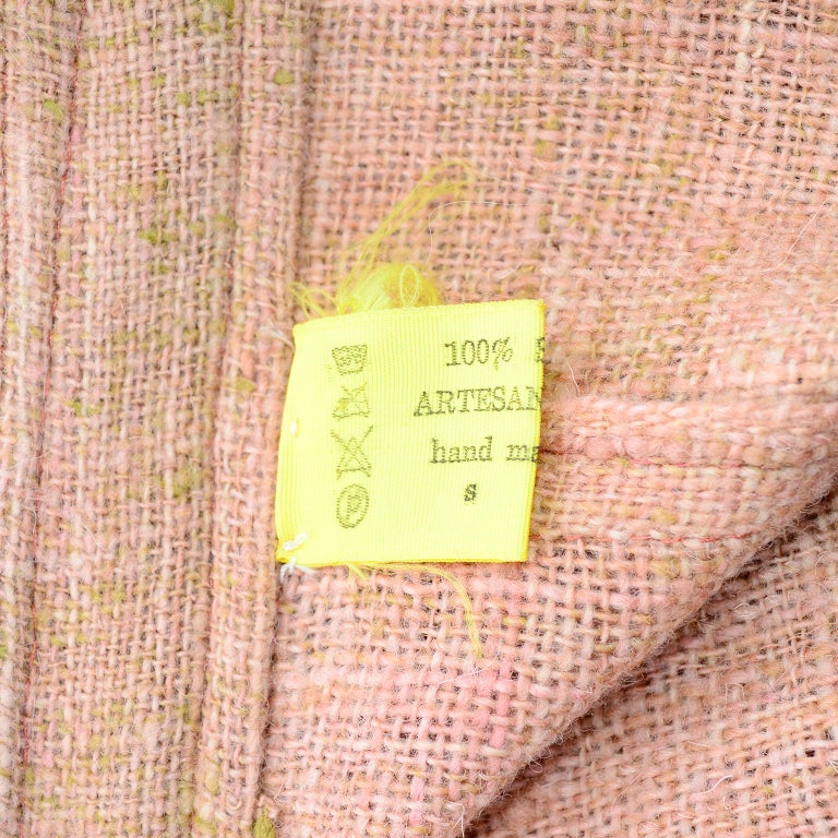 1980s Vintage Muted Pink Wool Handwoven Bolivian Jacket For Sale at 1stDibs