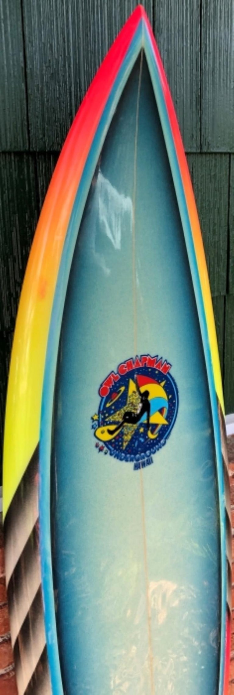 1980s Vintage Owl Chapman Underground Hawaii Surfboard In Good Condition For Sale In Haleiwa, HI