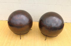 1980s Vintage Pair of Copper Spheres Sculptures by Robert Kuo