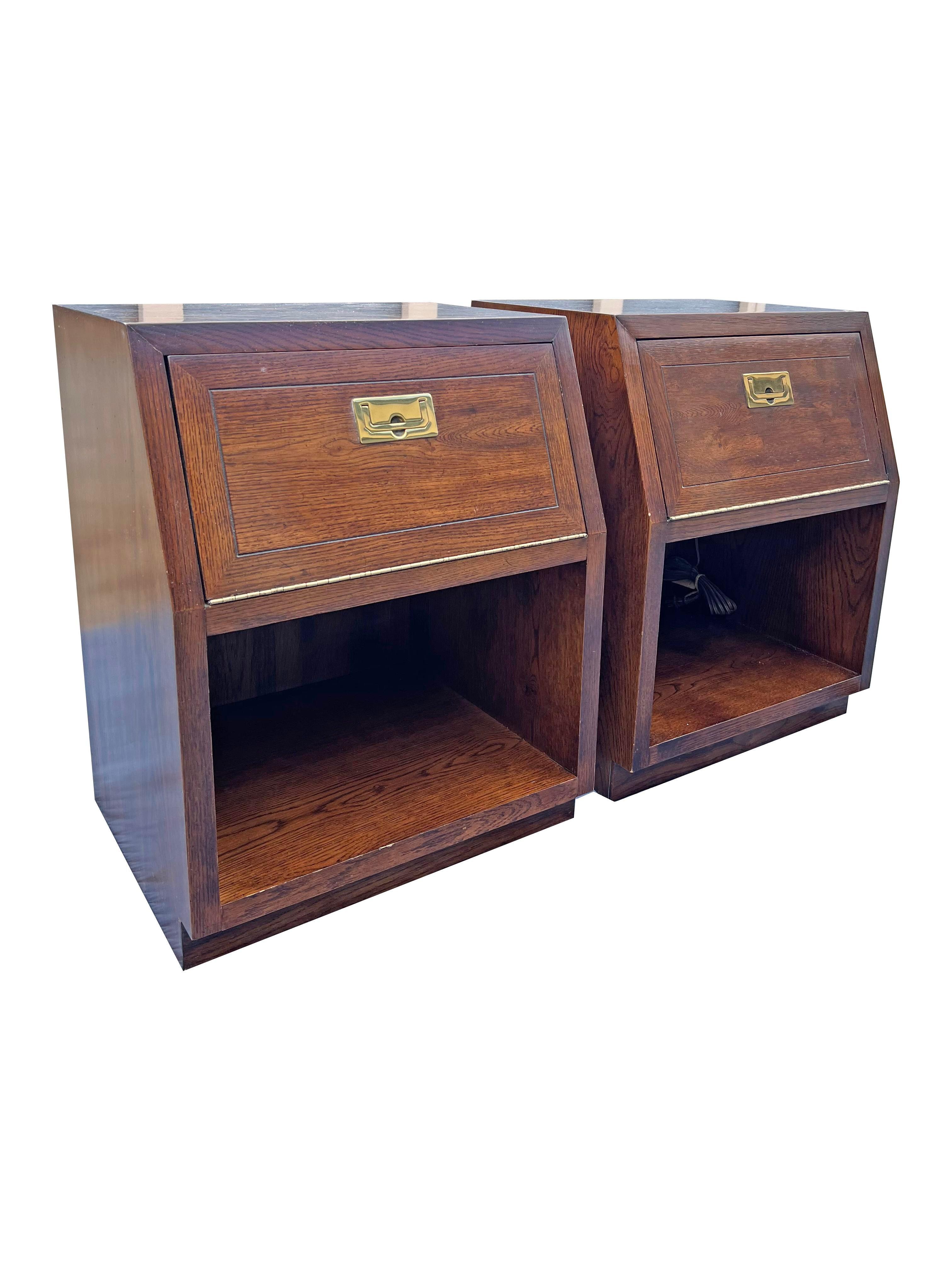 1980s Vintage Pair of Henredon Scene 1 One Night Stands in Campaign Style 4