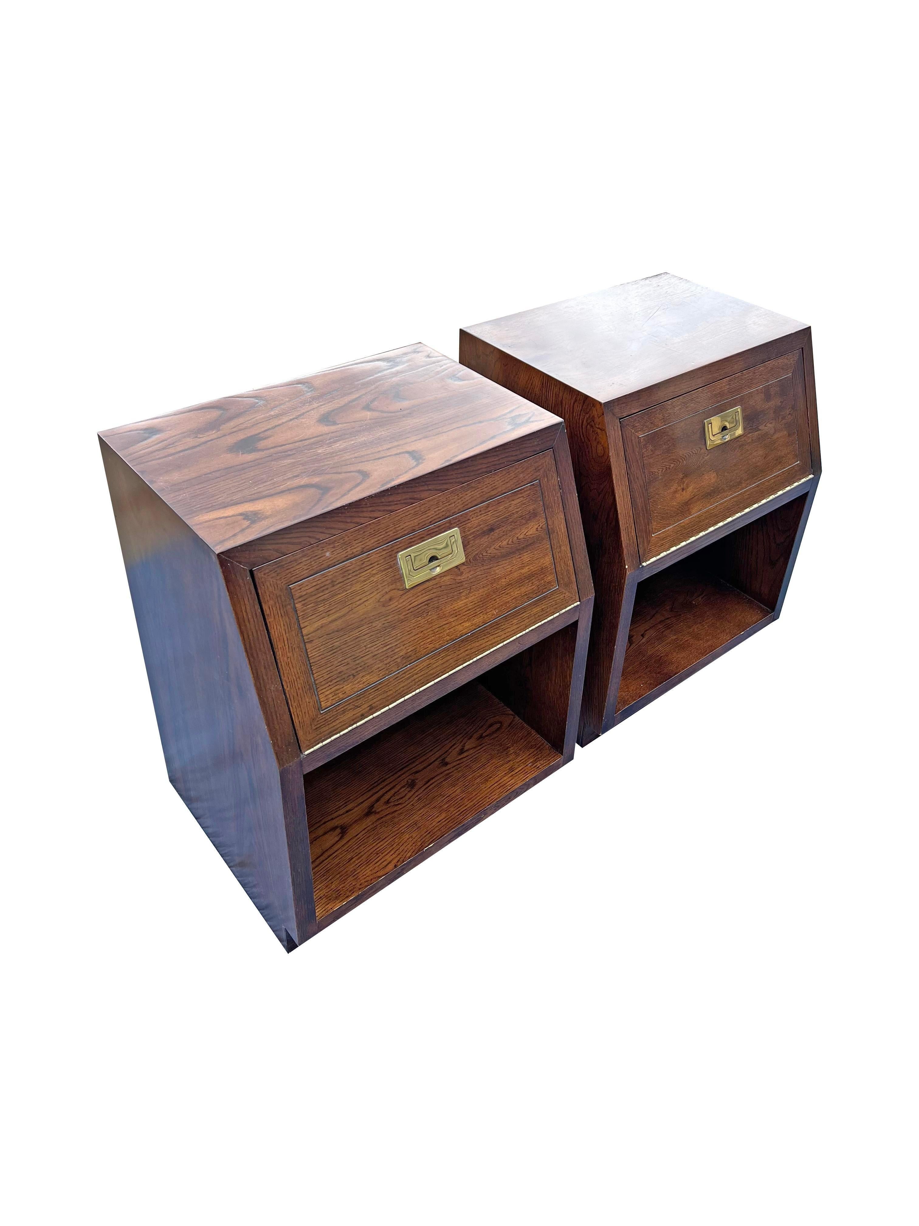 1980s Vintage Pair of Henredon Scene 1 One Night Stands in Campaign Style 1