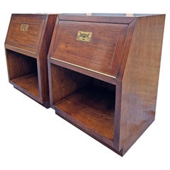 1980s Vintage Pair of Henredon Scene 1 One Night Stands in Campaign Style