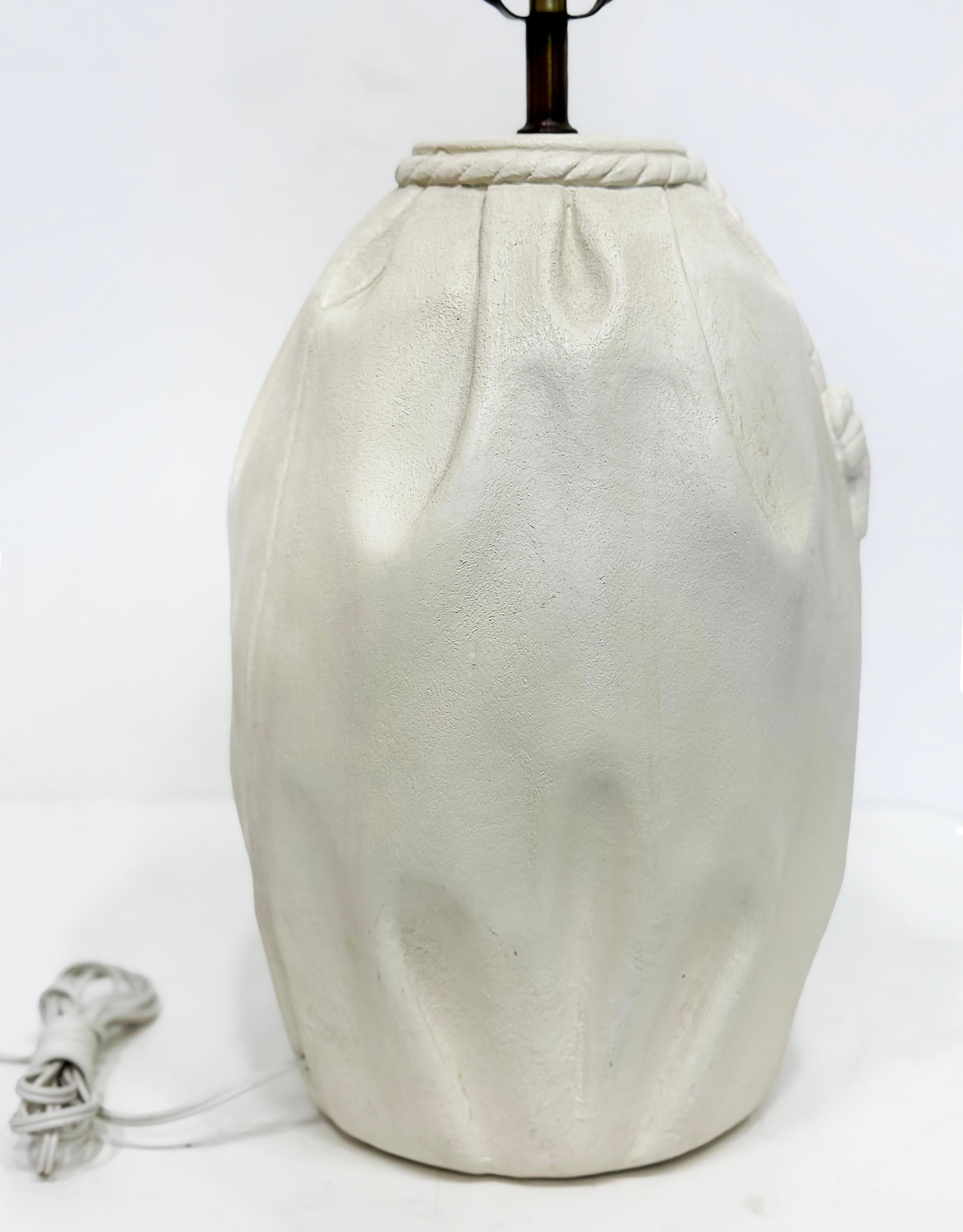 Moderno 1980s Vintage Plaster Bag, Rope Lamps in John Dickinson Style, Pair in vendita