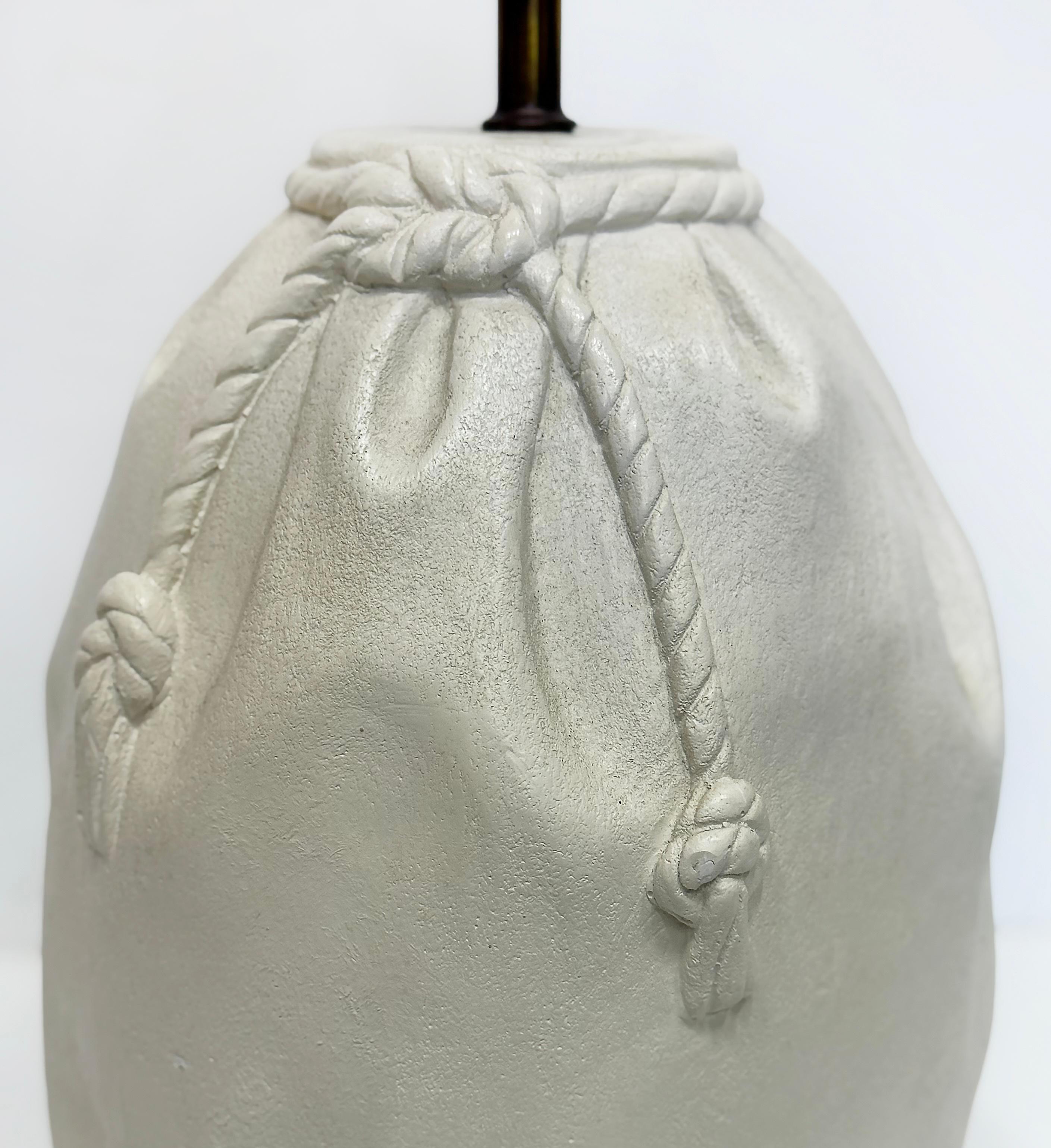 Americano 1980s Vintage Plaster Bag, Rope Lamps in John Dickinson Style, Pair in vendita