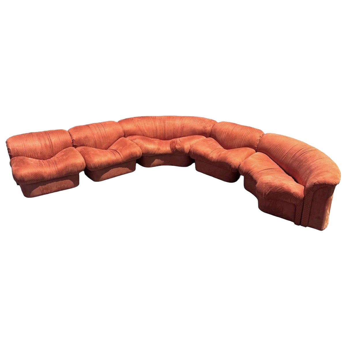 Canapé sectionnel modulaire sculpté orange brûlé Vintage Postmoderne des années 1980 - 5 pièces en vente