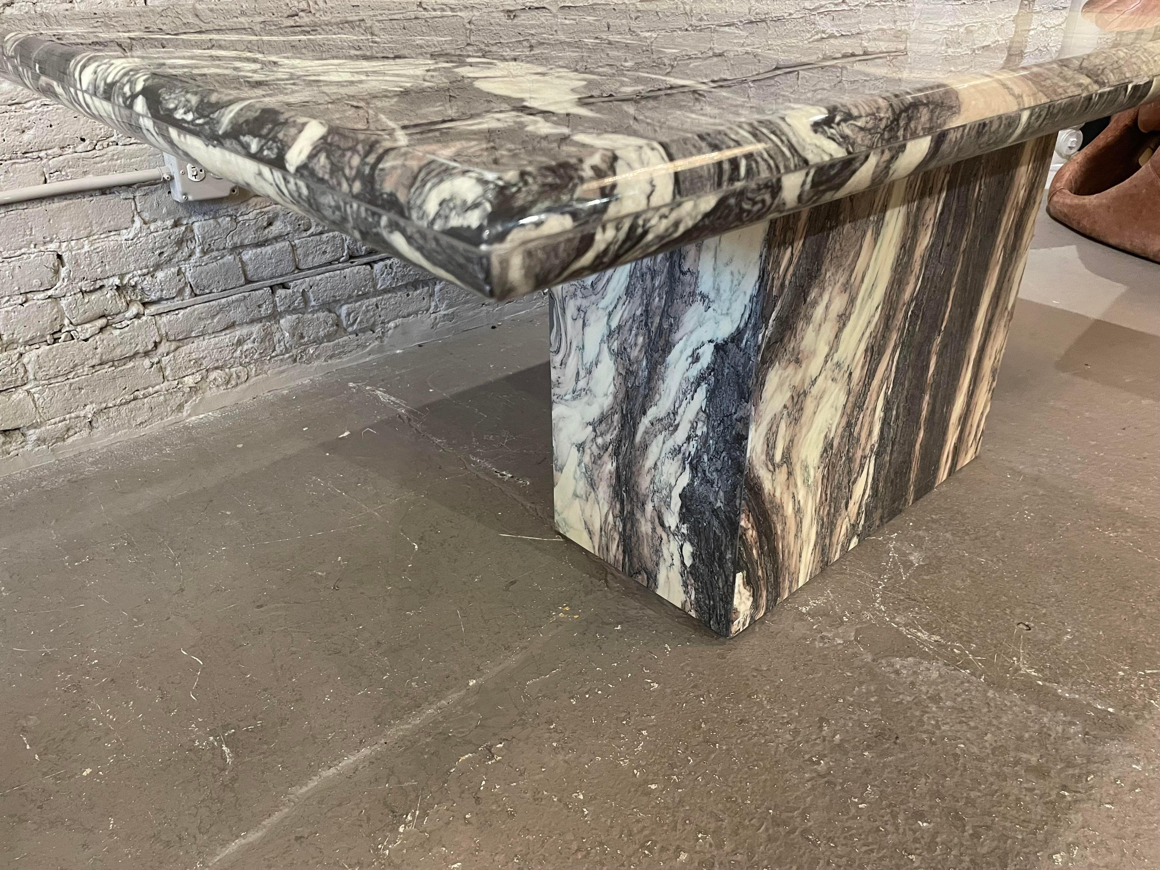 1980s Vintage Postmodern Cipollino Ondulato Marble Dining Table 6