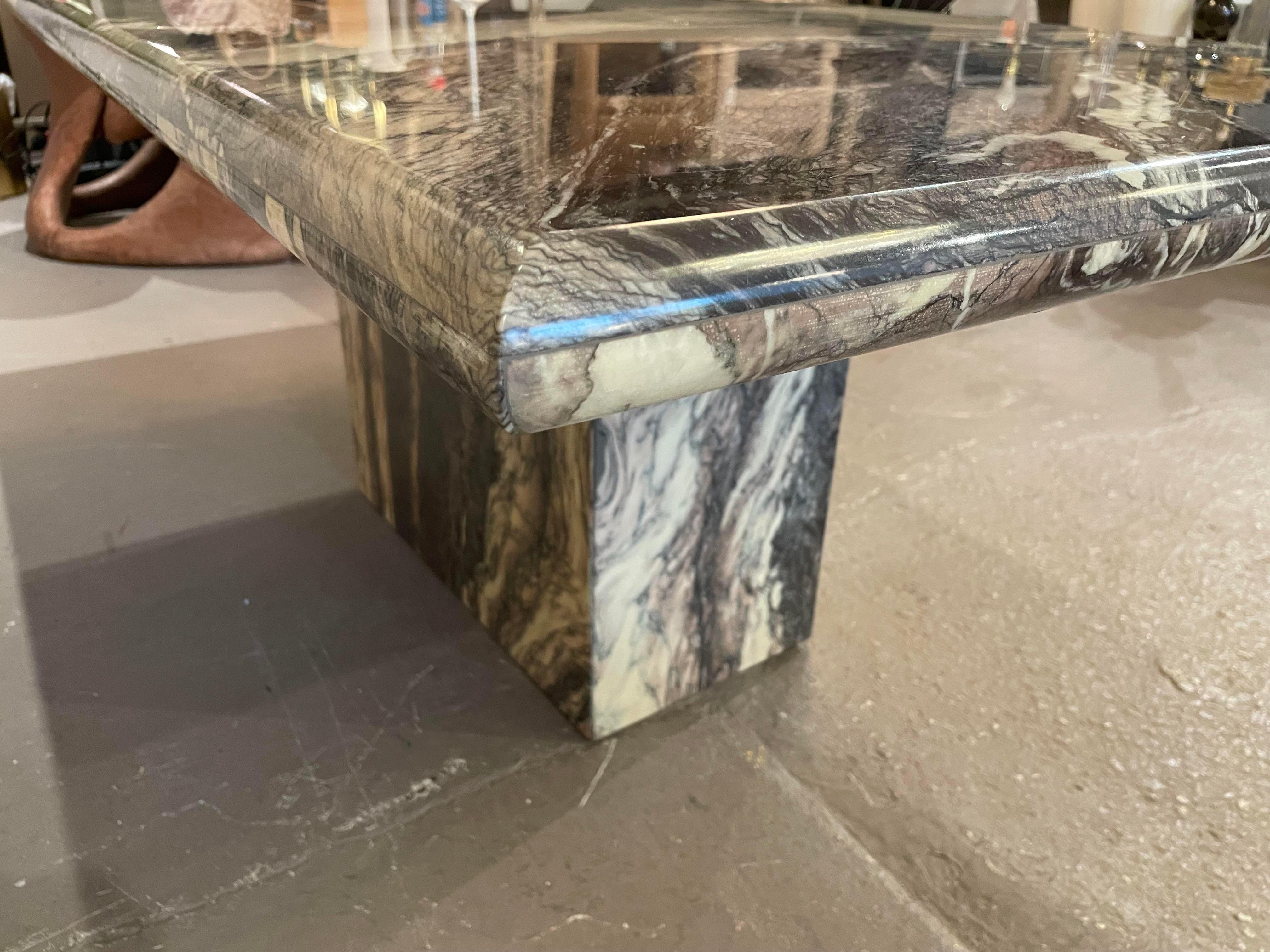 1980s Vintage Postmodern Cipollino Ondulato Marble Dining Table 7