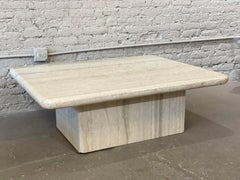 1980s Vintage Postmodern Travertine Rectangle Coffee Table
