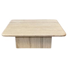 1980s Vintage Postmodern Travertine Rectangle Coffee Table