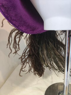 1980s Vintage Purple velvet multicoloured feathers hat