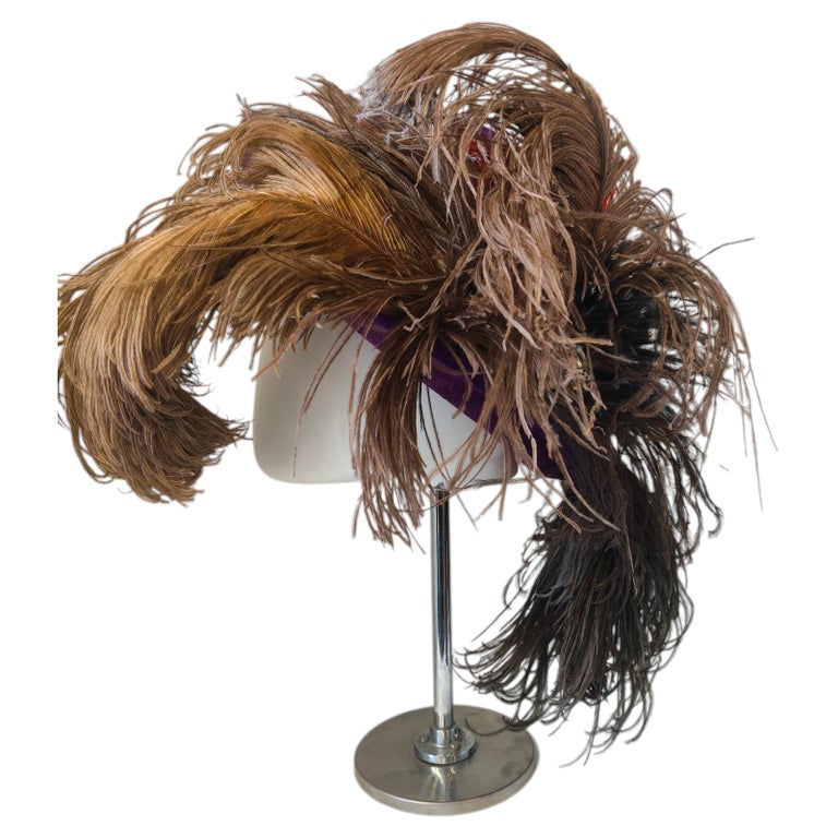 Vintage, Karen Designs-Purple Genuine Velour Fur Calot Hat W/Magenta Feather Feather Purple Original Vintage Hats for Women | eBay main image 4