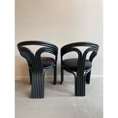 1980s Vintage Rattan Bamboo Dining Chairs in the Manner of Axel Enthoven for Roh