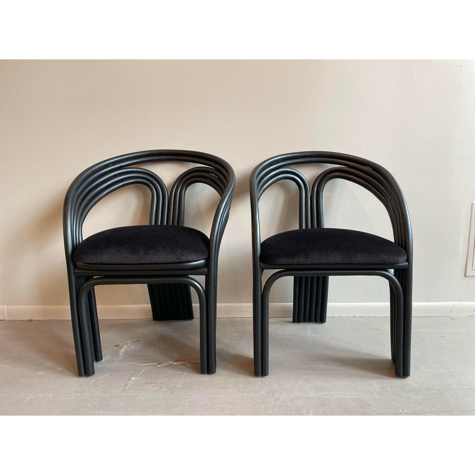 1980er Jahre Vintage Rattan-Bambus-Esszimmerstühle in der Art von Axel Enthoven für Roh (Moderne der Mitte des Jahrhunderts) im Angebot