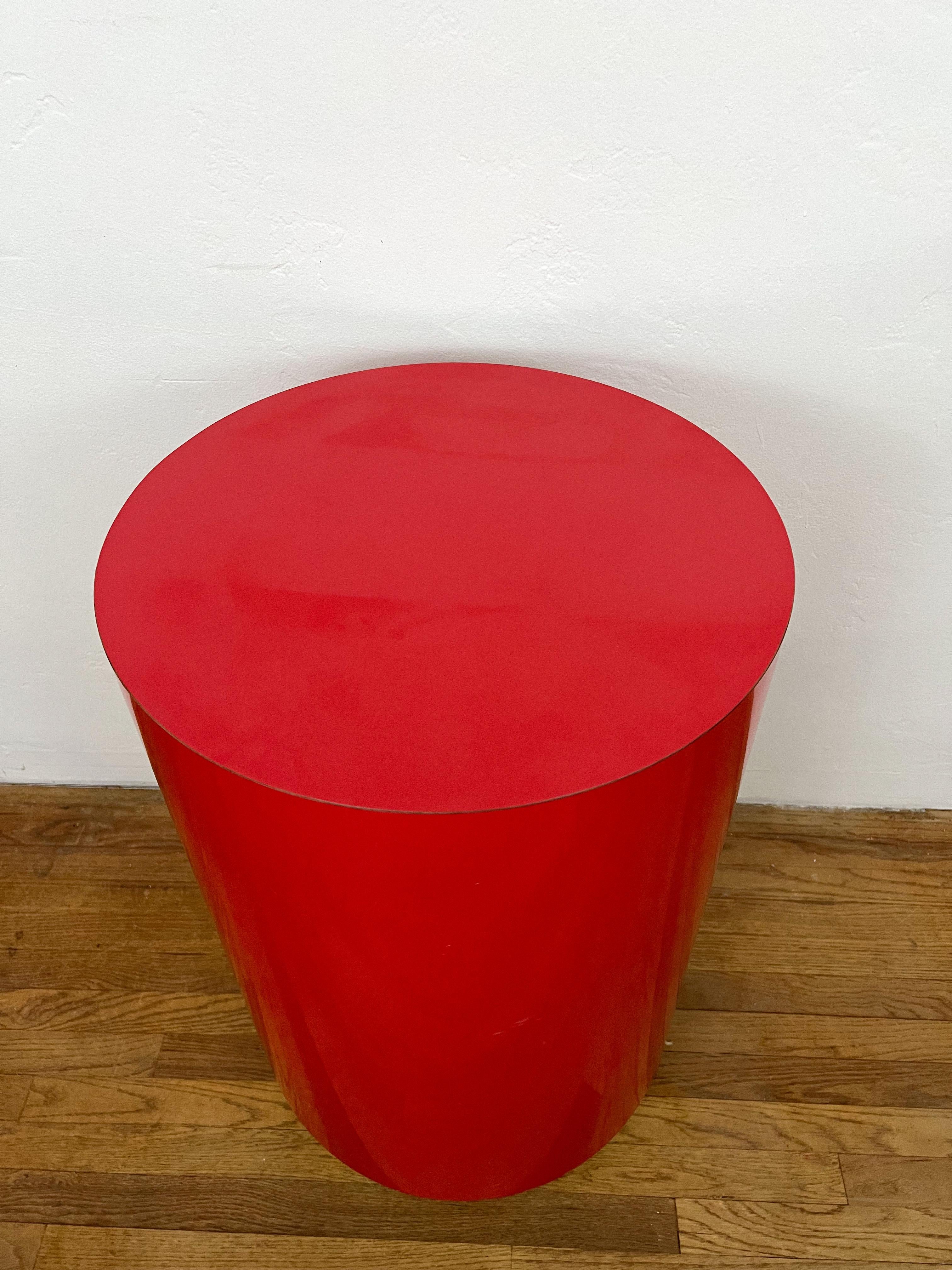 Late 20th Century 1980s Vintage Red Drum Side Table For Sale