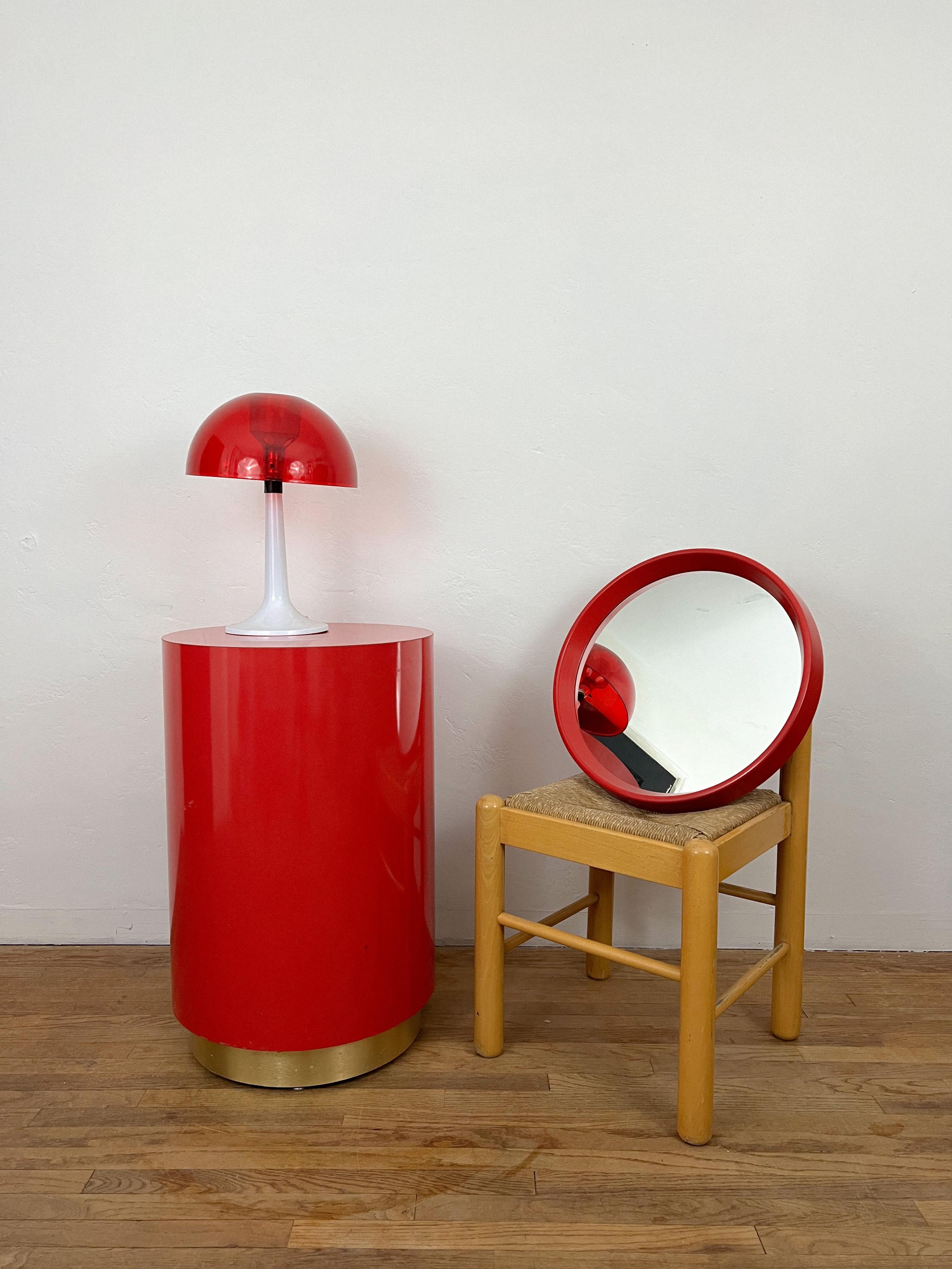 Laminate 1980s Vintage Red Drum Side Table For Sale