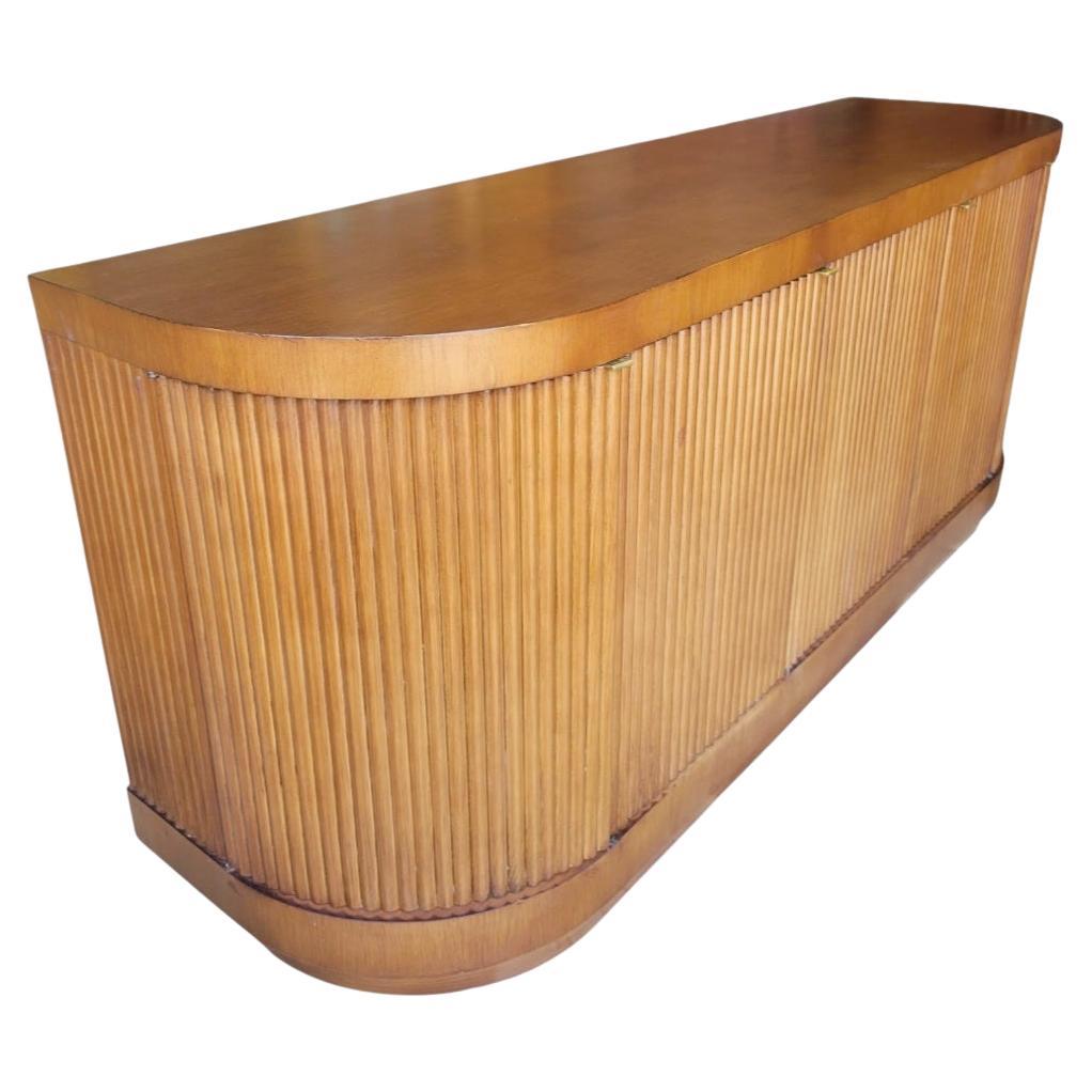 1980
s Vintage Romweber Ribbed Fluted Curved Wood Mid Century Modern Credenza