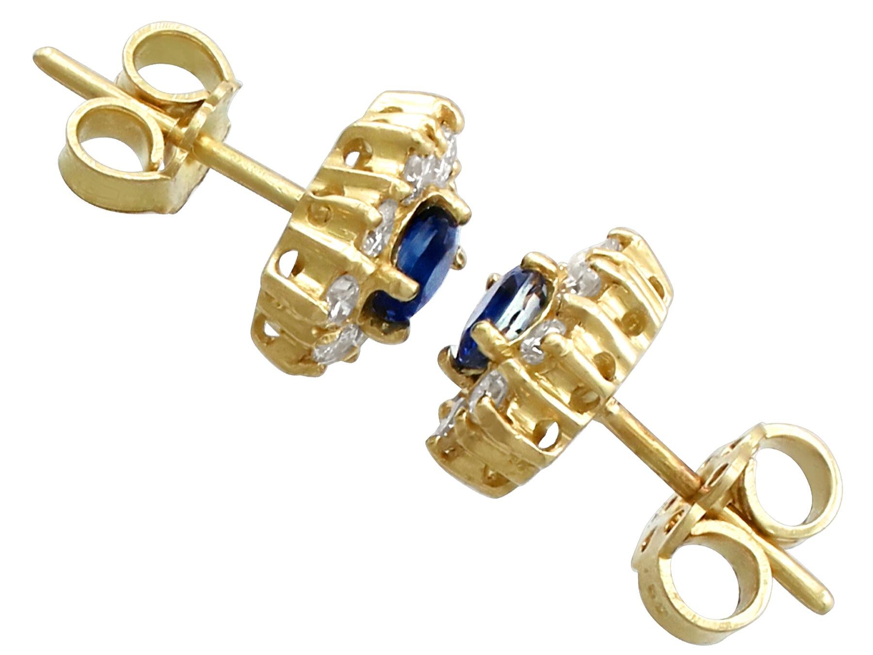 Sapphire and Diamond, Yellow Gold Cluster Earrings, circa 1980 In Excellent Condition In Jesmond, Newcastle Upon Tyne