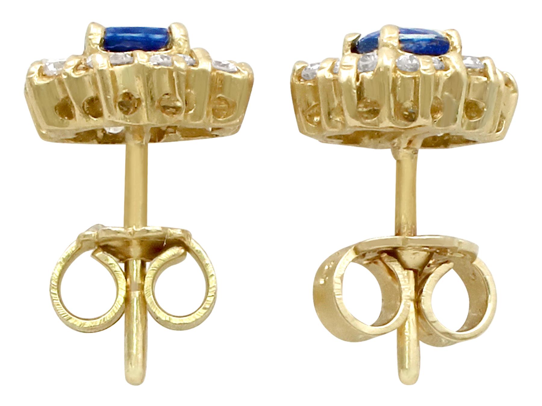 Sapphire and Diamond, Yellow Gold Cluster Earrings, circa 1980 1