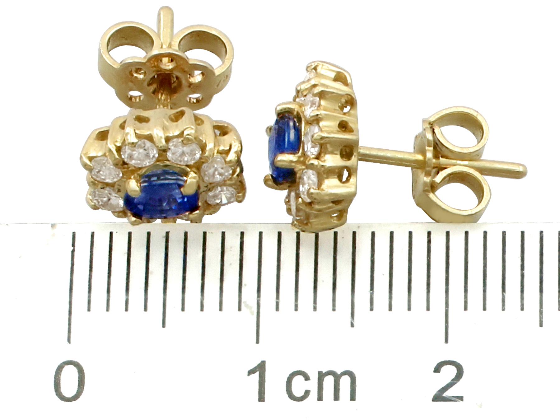 Sapphire and Diamond, Yellow Gold Cluster Earrings, circa 1980 2