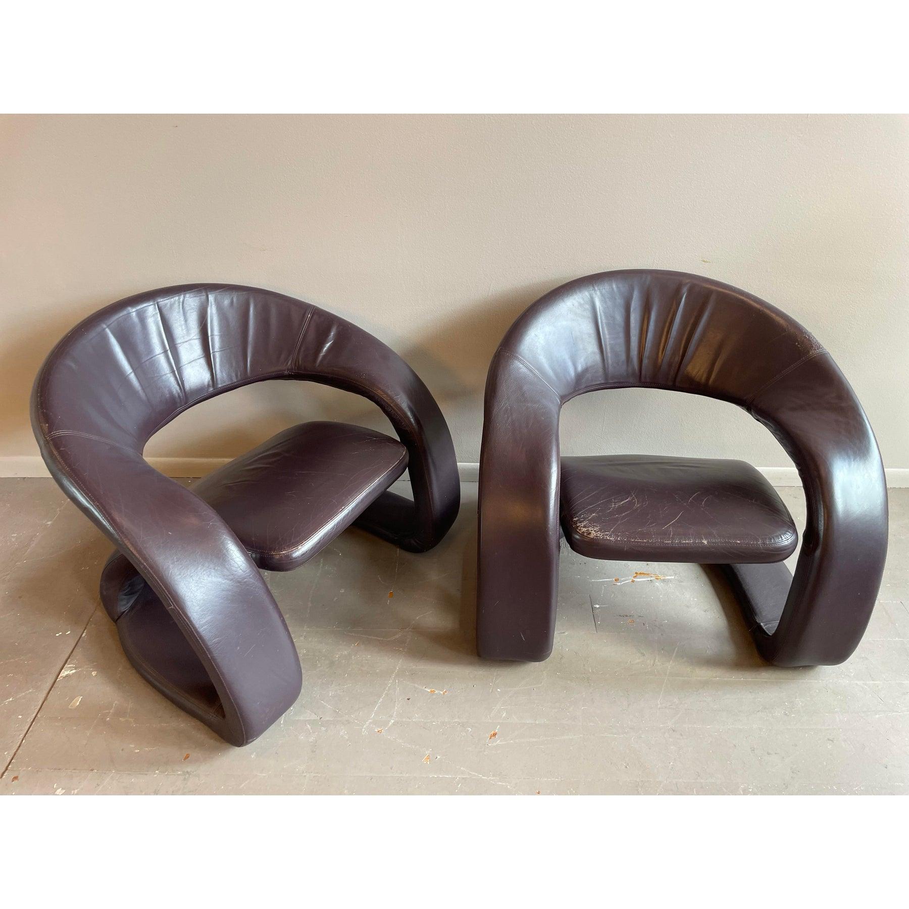 Paire de chaises Jaymar en cuir sculptural Vintage des années 1980 en vente 3