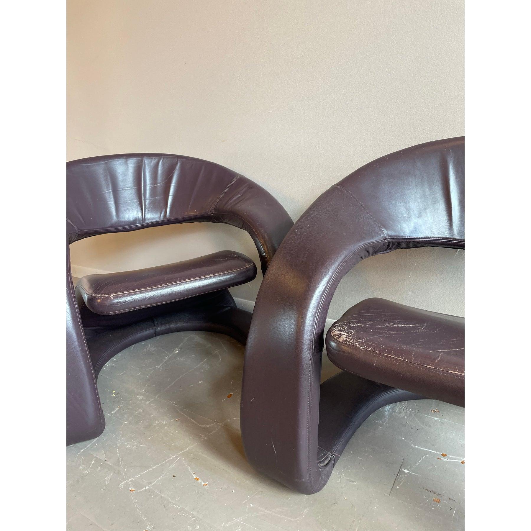 Paire de chaises Jaymar en cuir sculptural Vintage des années 1980 Bon état - En vente à Chicago, IL