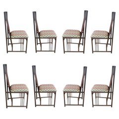 1980s Vintage Set of 8 Dining Chairs by A. Sibau Italy