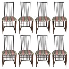 1980s Vintage Set of 8 Dining Chairs by A. Sibau Italy