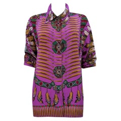 Estilo vintage de los 80 - Camisa de georgette con estampado de atrapasueños - Detalle de botones «Moon Star»