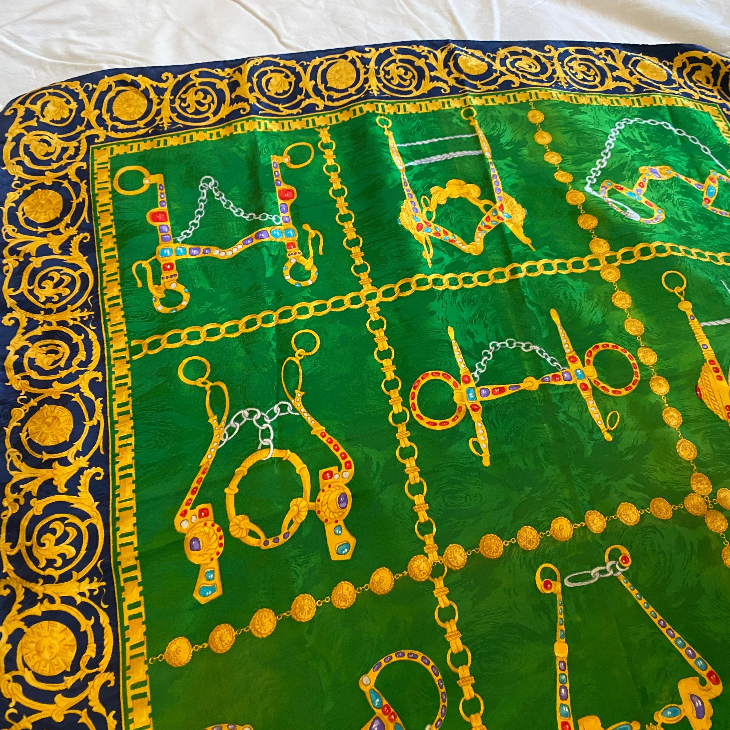 1980s Vintage Silk Color Italian Scarf Foulard by Renato Balestra For Sale 6