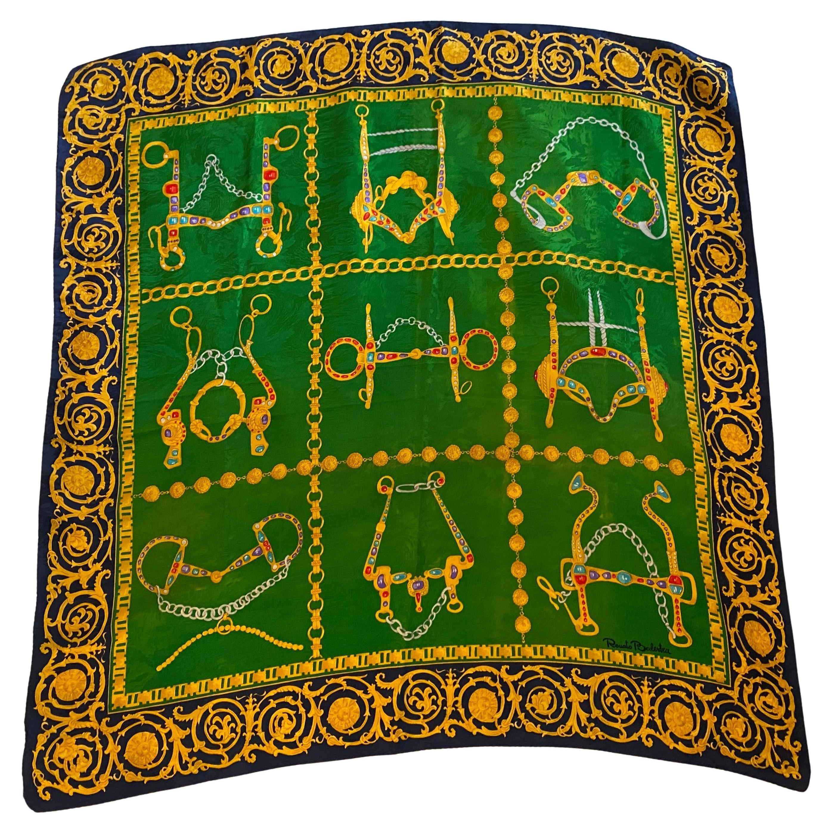 Foulard italien en soie vintage des années 1980 par Renato Balestra en vente