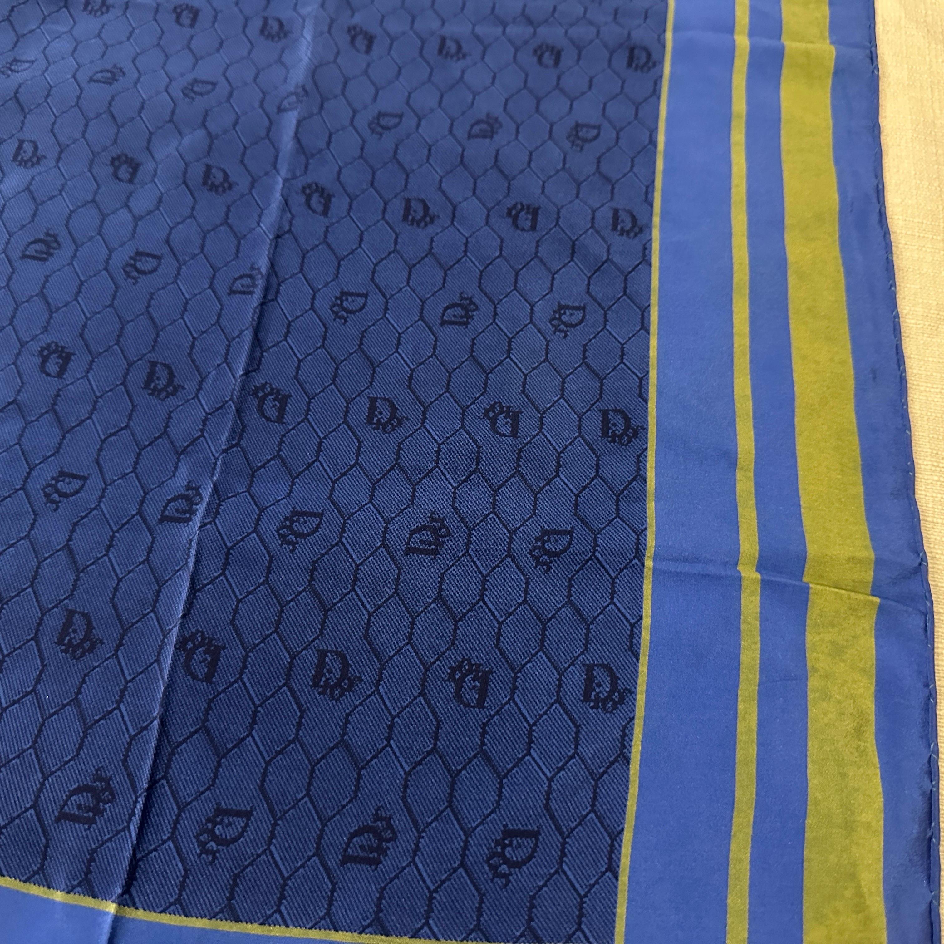 Bleu Écharpe vintage Christian Dior des années 1980 en vente