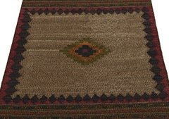 1980s Vintage Sofreh Kilim Rug in Beige-Brown Medallion Pattern by Rug & Kilim