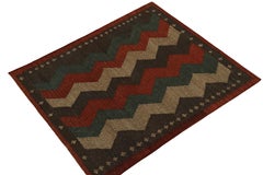 1980s Vintage Sofreh Kilim rug in Beige-Brown Red Chevron Pattern by Rug & Kilim