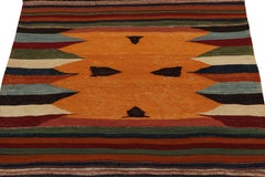 1980s Vintage Sofreh Kilim Rug in Orange Tribal Stripe Patterns by Rug & Kilim