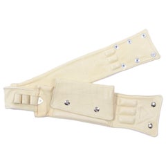 1980s Vintage Soft Cream Lambskin Leather Wallet Utility Belt
