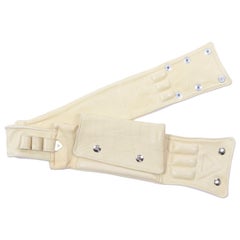 1980s Vintage Soft Cream Lambskin Leather Wallet Utility Belt 