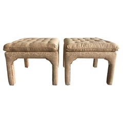 1980s Vintage Stools Benches in Blush Upholstery, a Pair