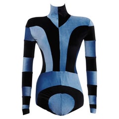 Body vintage anni '80 - Velluto elasticizzato - Collo a imbuto - Dettaglio senza schienale