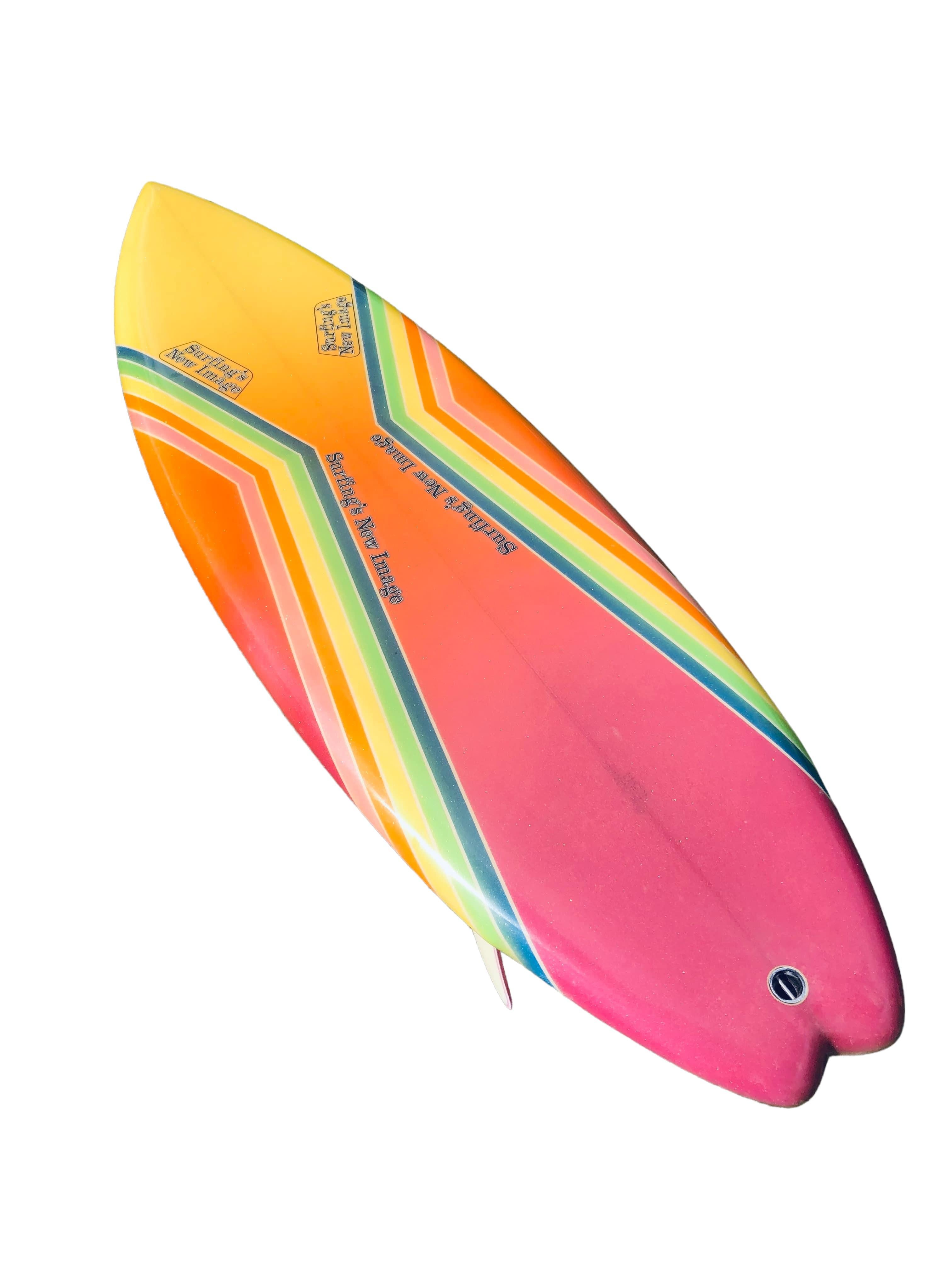 American 1980s Vintage Surfings New Image twin fin by Rick Hamon