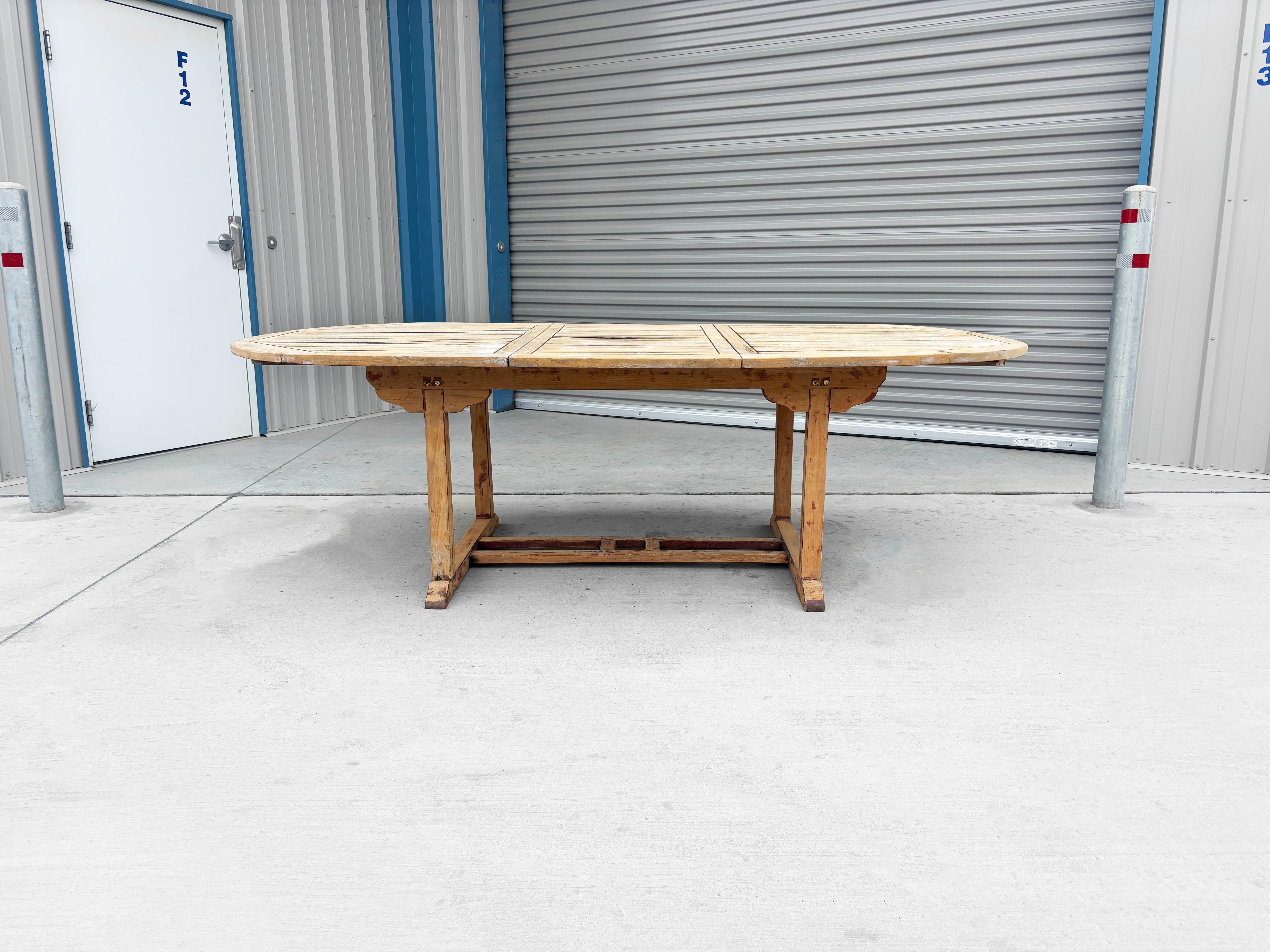 Mid-Century Modern 1980s Vintage Teak Patio Dining Table