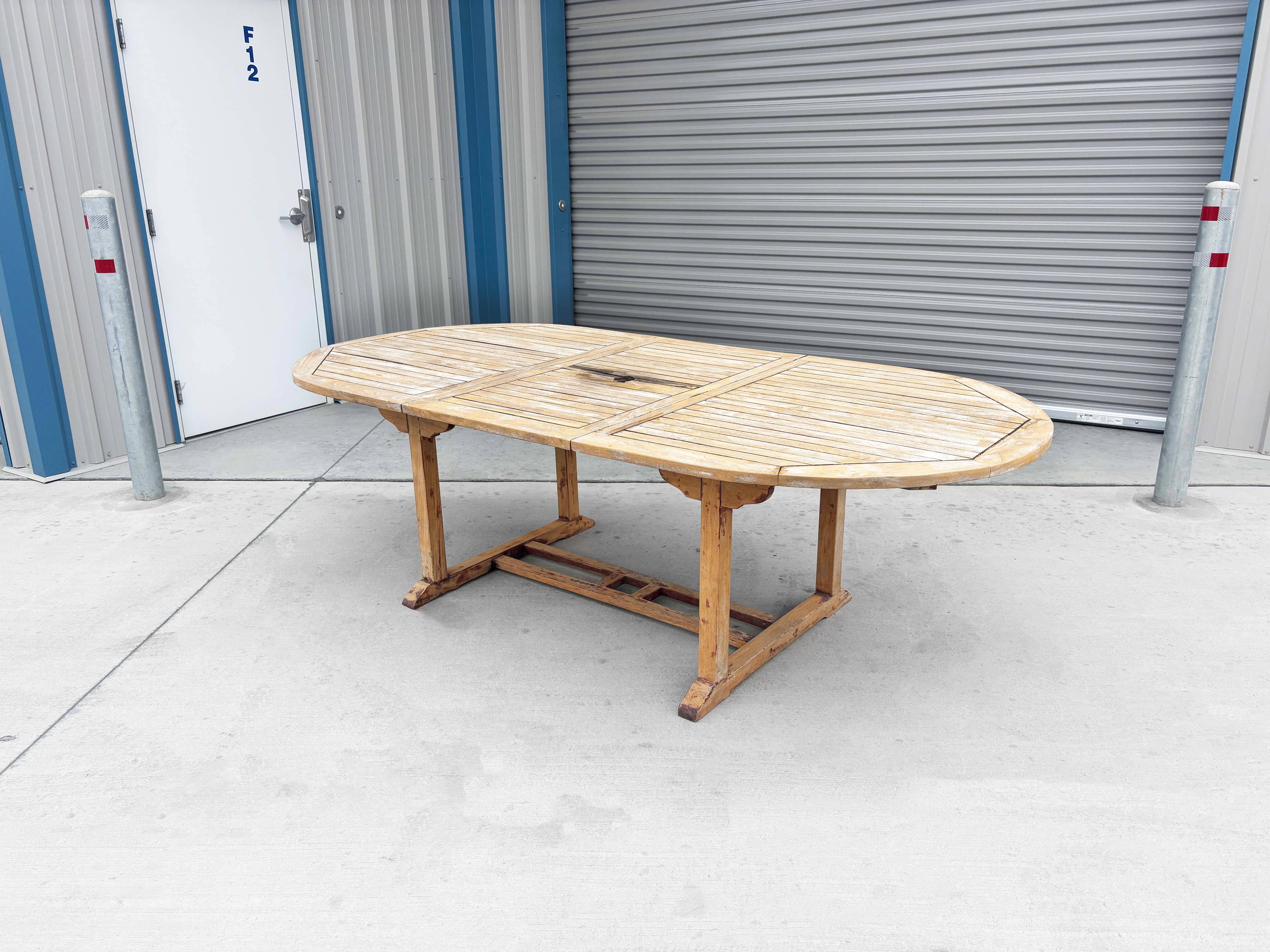 1980s Vintage Teak Patio Dining Table 1