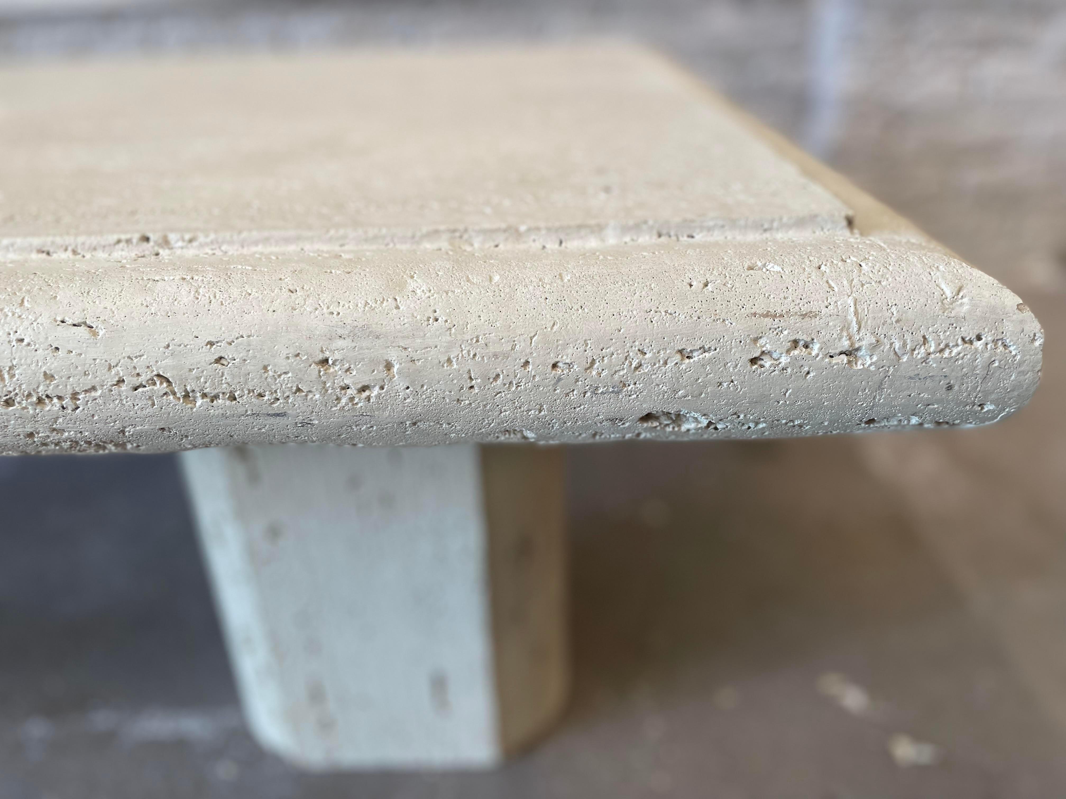 Mid-Century Modern 1980s Vintage Travertine Coffee Table For Sale