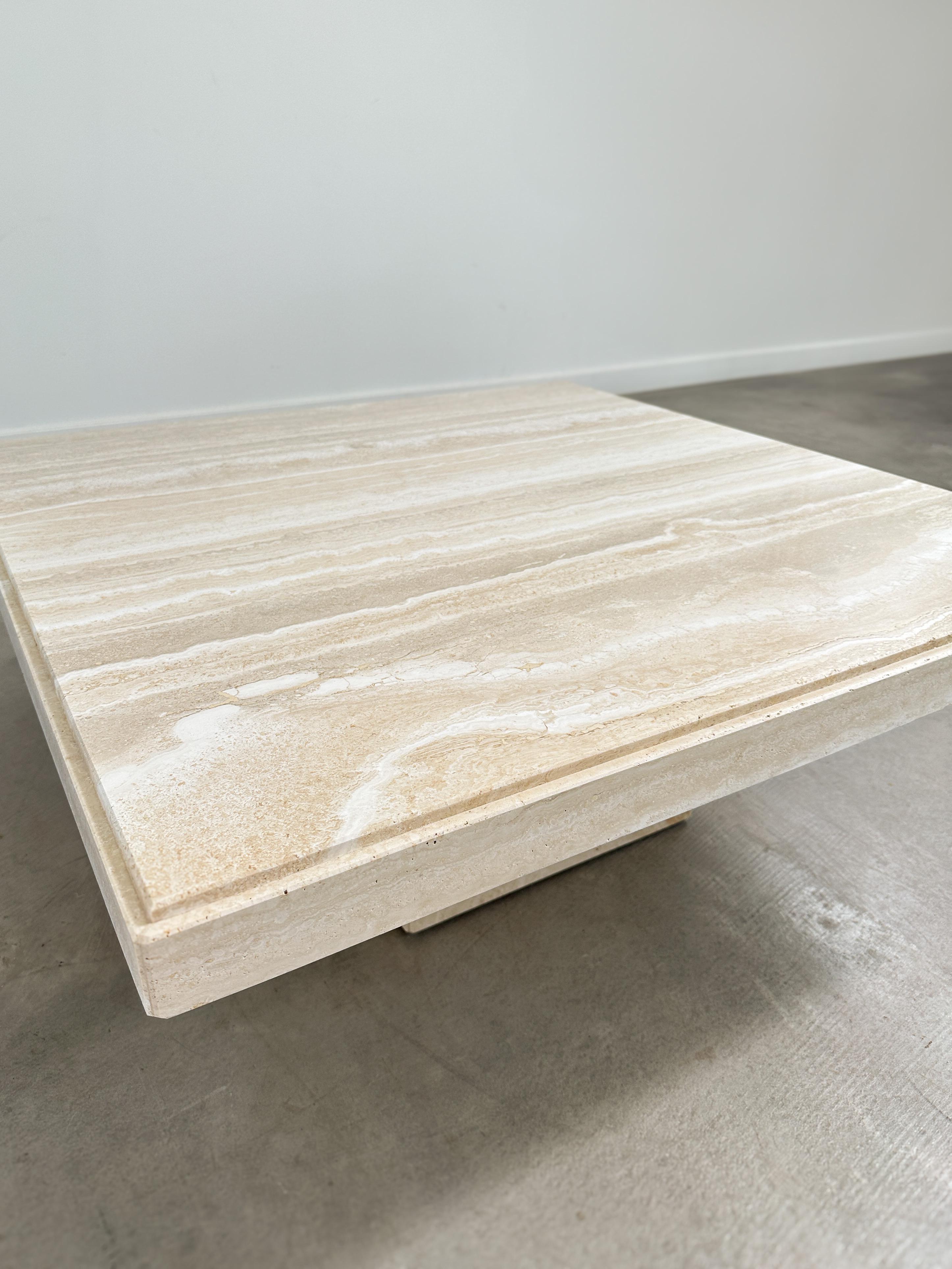 Italian 1980s Vintage Travertine Coffee Table For Sale