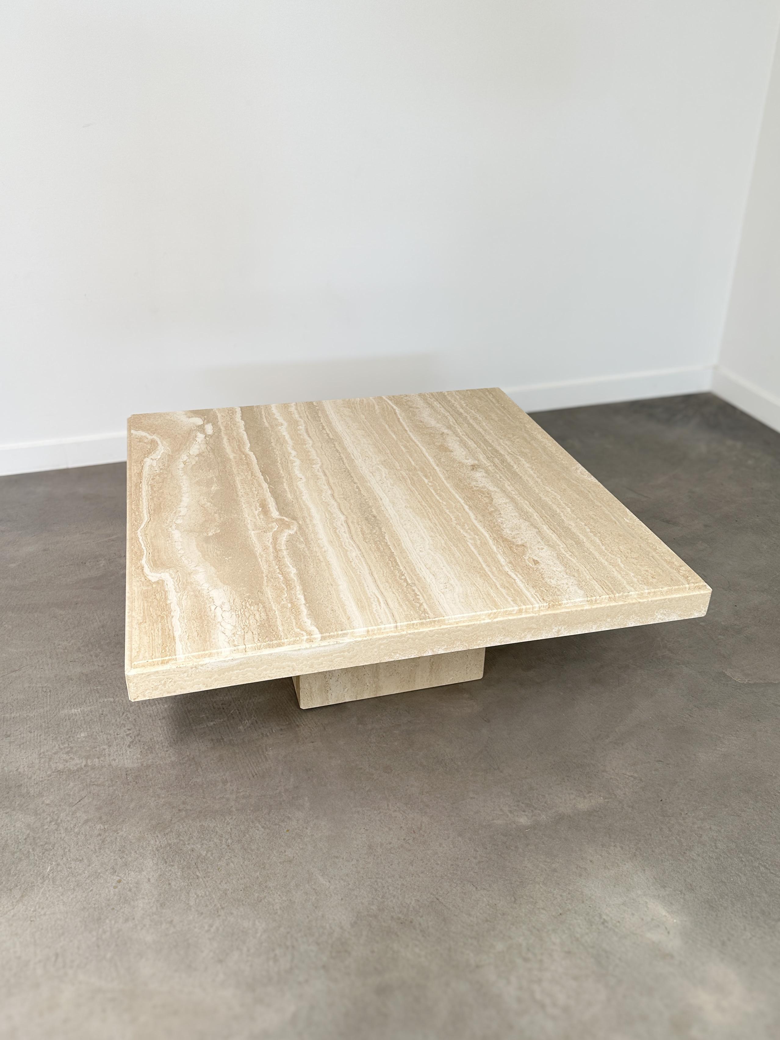 Hand-Crafted 1980s Vintage Travertine Coffee Table For Sale
