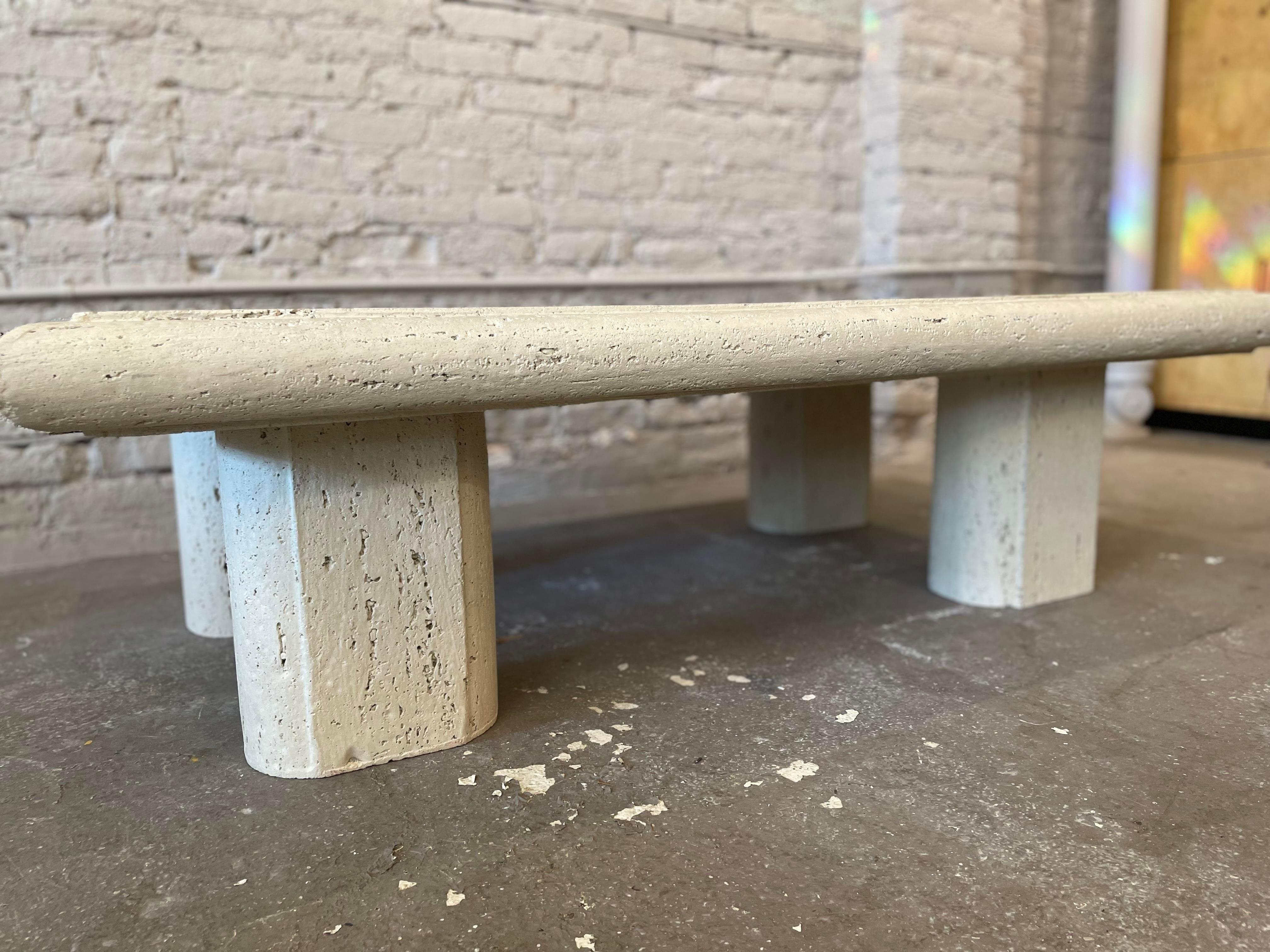 1980s Vintage Travertine Coffee Table For Sale 1