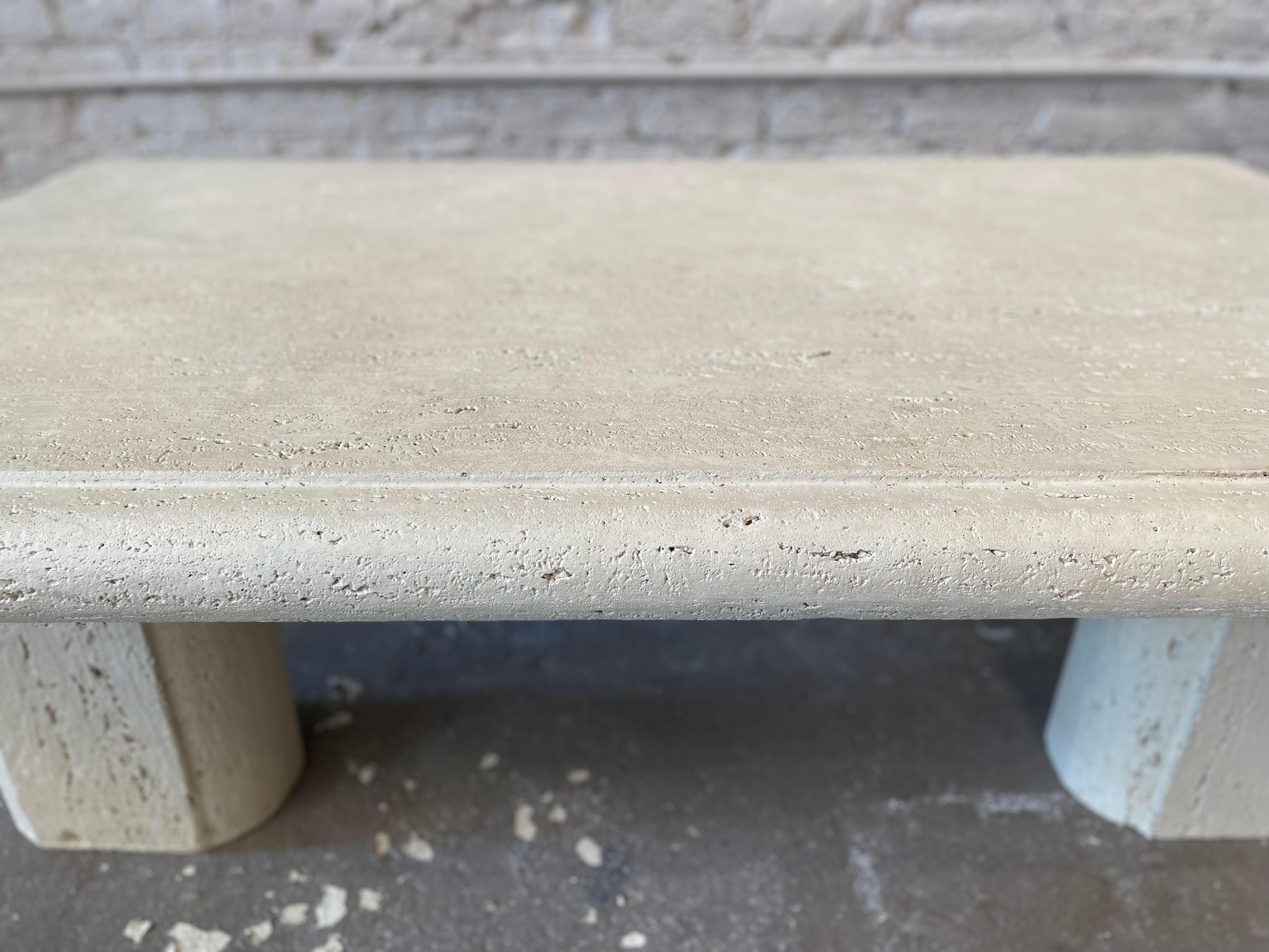 1980s Vintage Travertine Coffee Table For Sale 2