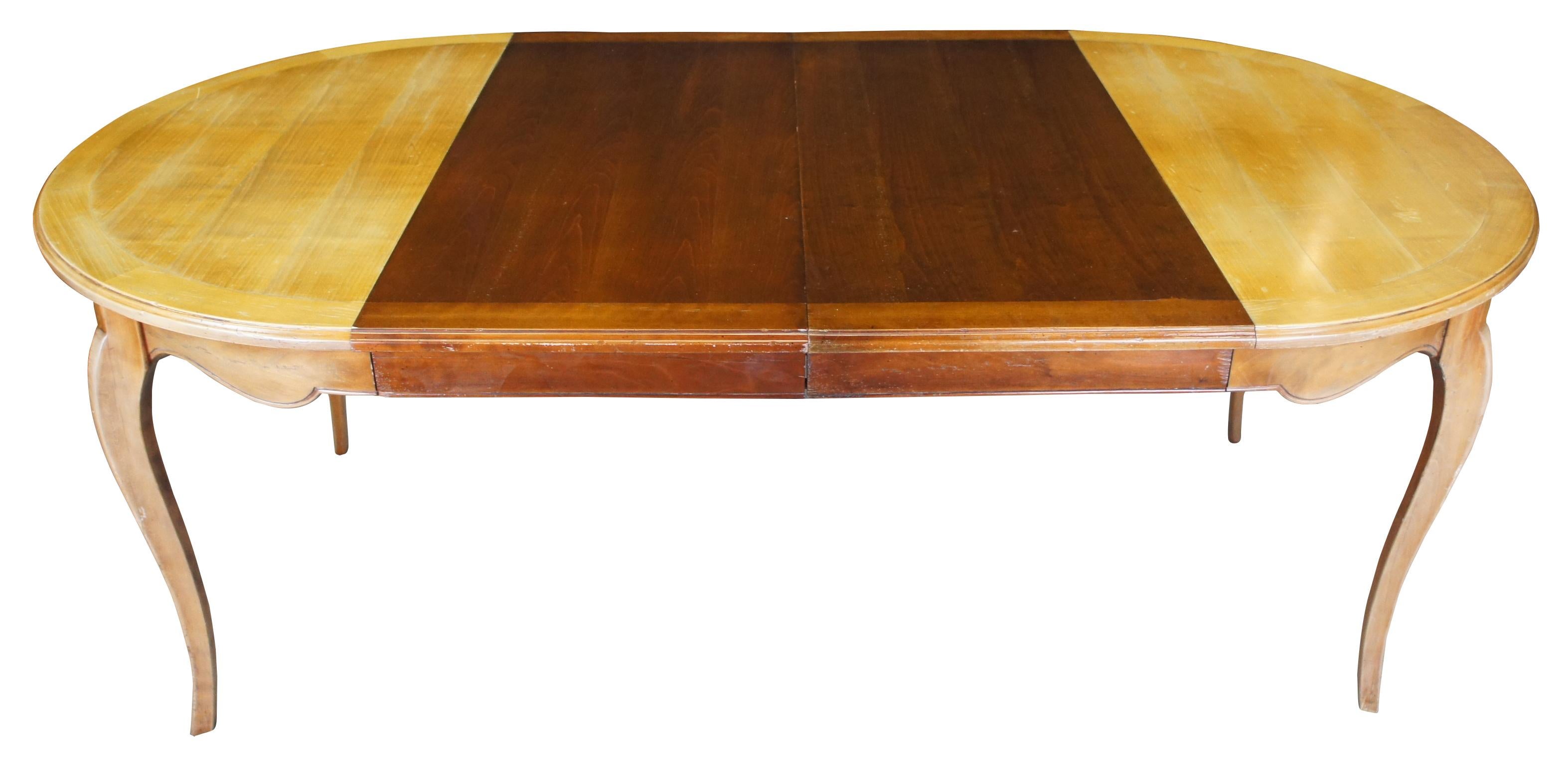 French Provincial 1980s Vintage Tricoire Louis XV Country French Extendable Walnut Dining Table