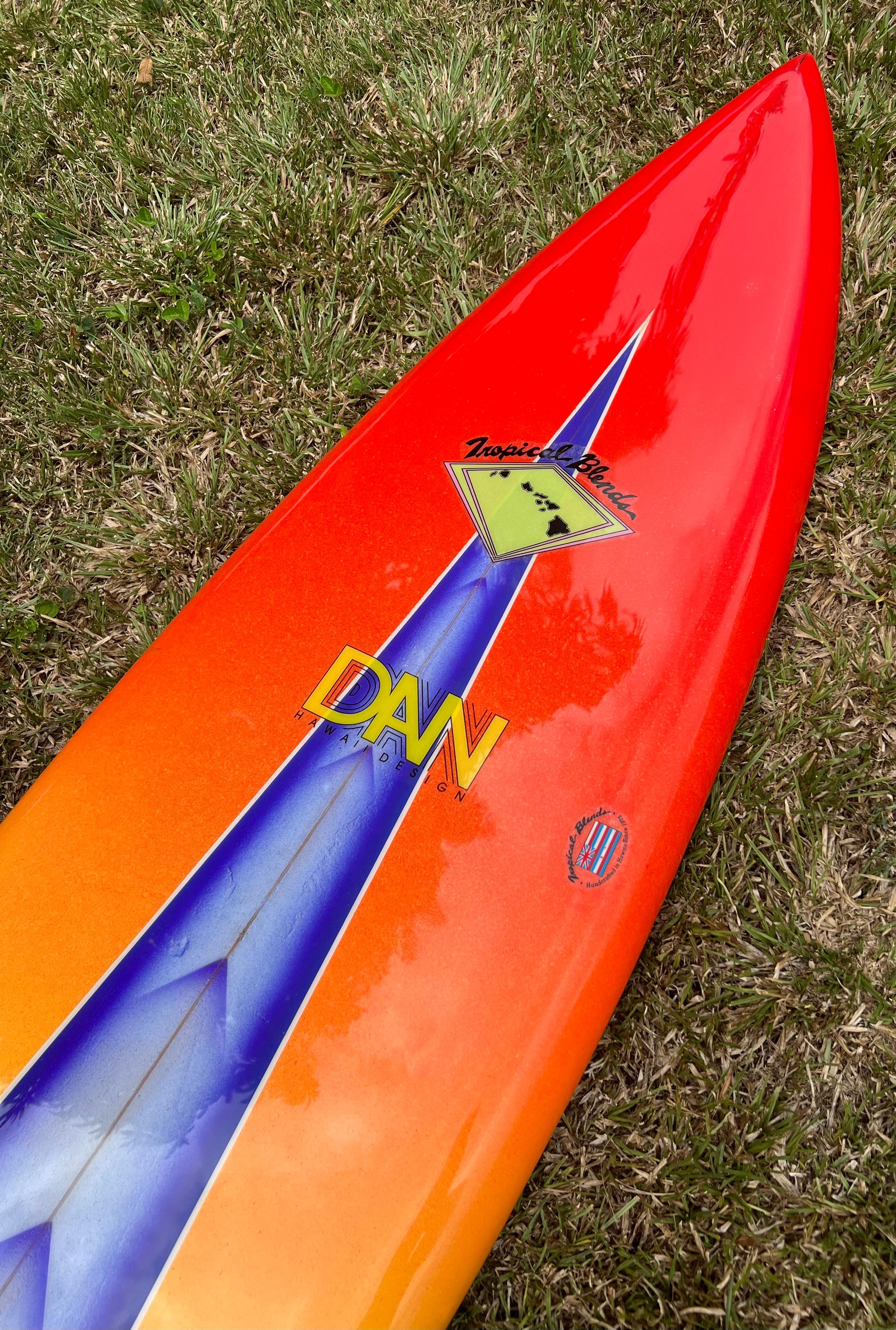 Tabla de surf Vintage de los años 80 Tropical Blends Hawaii por Dan Nakasone en Bueno estado para la venta en Haleiwa, HI