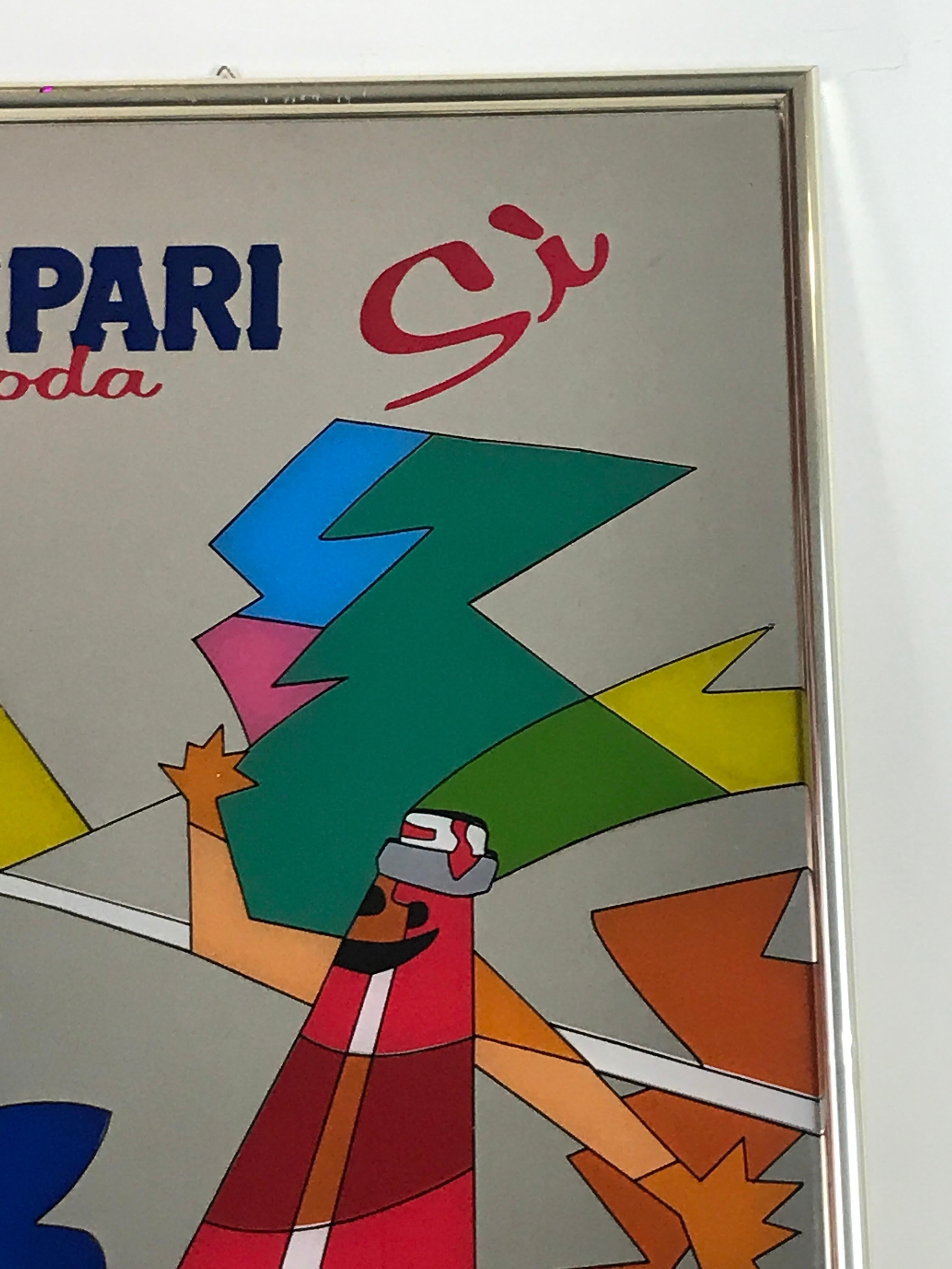 1980s Vintage Wall Mirror Advertising Campari Soda Sì Made in Italy For Sale 3