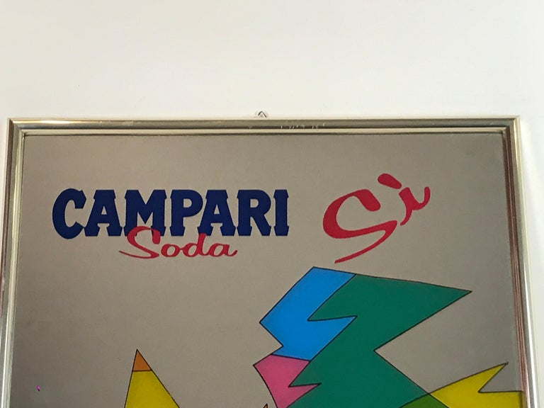 1980s Vintage Wall Mirror Advertising Campari Soda Sì Made in Italy For Sale 8